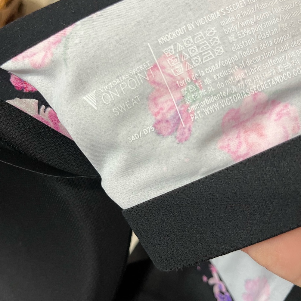 Victoria's Secret Black and Pink Floral Sports Bra - Picture 5 of 6